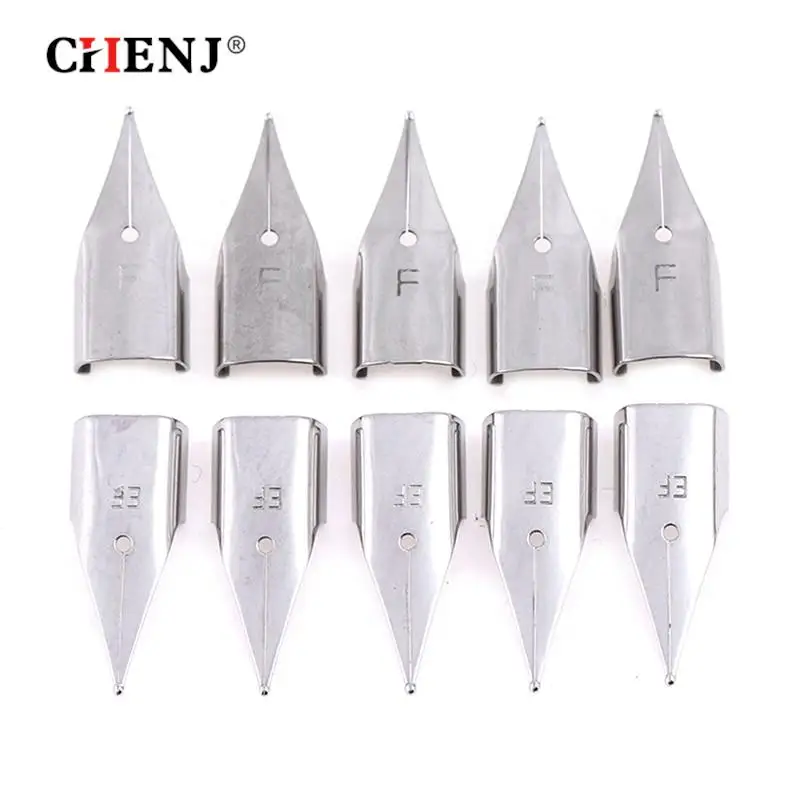 Nibs Stainless 3008/Hero 359 Fountain Pen 5Pcs/Set 0.38mm Replacement Stainless Steel Pen Nib Silver Steel For LAMY/Wing Sung