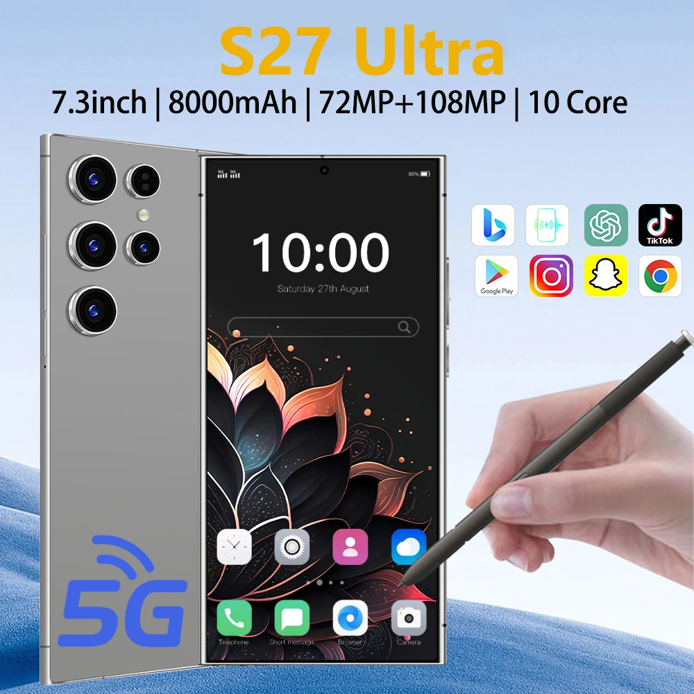 

2026 HOT Silicone Case For S27 Ultra 7.3 Inch Smartphone Shockproof Cover Lite Moblie Phones Cases Accessories High Quality