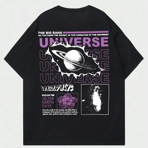 우주 빅뱅의 비밀 남성 티셔츠, 여름 코튼 티셔츠, 통기성 루즈 의류, 힙합 스트리트 티 