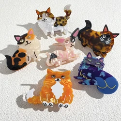 Retro Cartoon Leopard Cat Acetate Hair Claw Clip For Women Girls Trend Animal Shark Barrettes Hair Accessories For Thick Tool