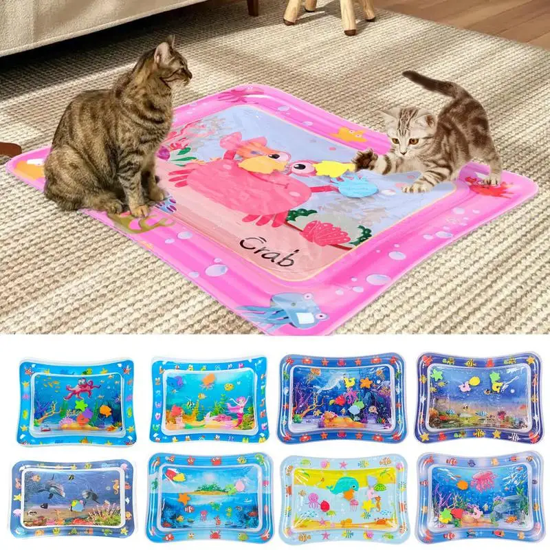 Water Sensory Play Mat Thickened Inflatable Water Mat For Cat And Dog Pet Playmat With Fish Sea Ocean Theme Sensory Toy Water