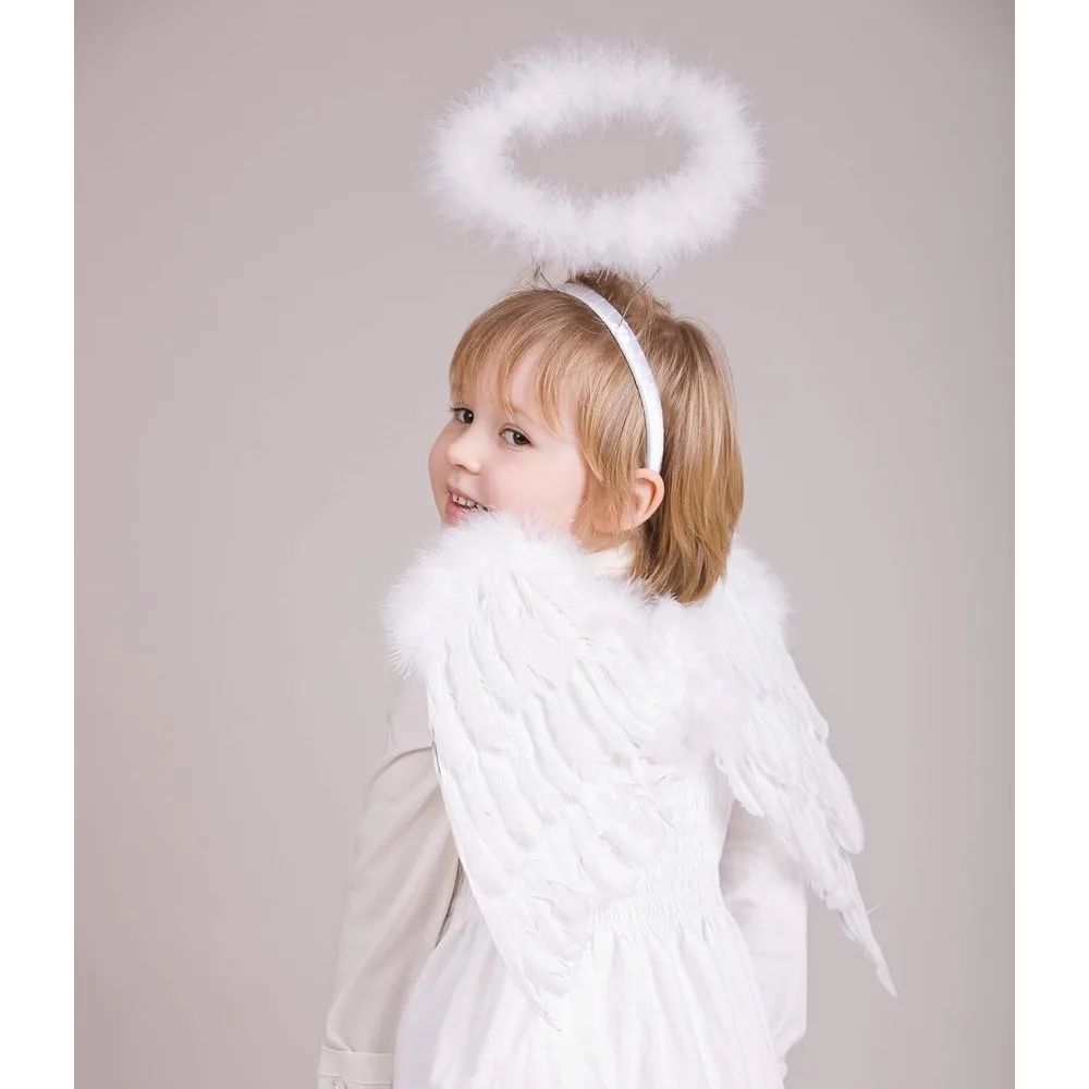 2 pacote anjo branco halo faixa de cabelo halloween natal traje acessório acessórios de festa para adultos adolescentes meninas mulheres (branco)