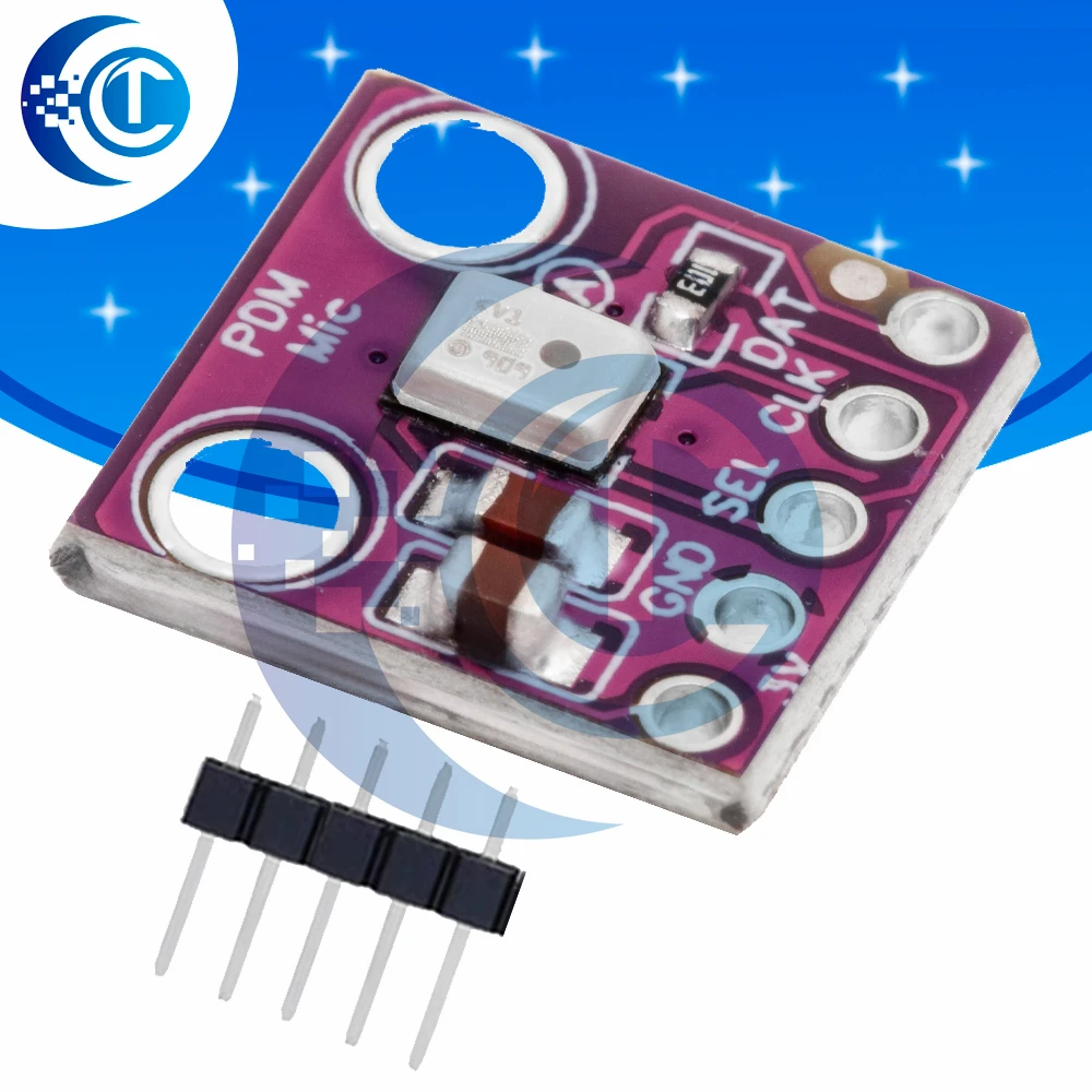 MP34DT01 PDM Digital MEMS Microphone, 1.8‑3.3V Omnidirectional Pulse Density Modulation Output Module
