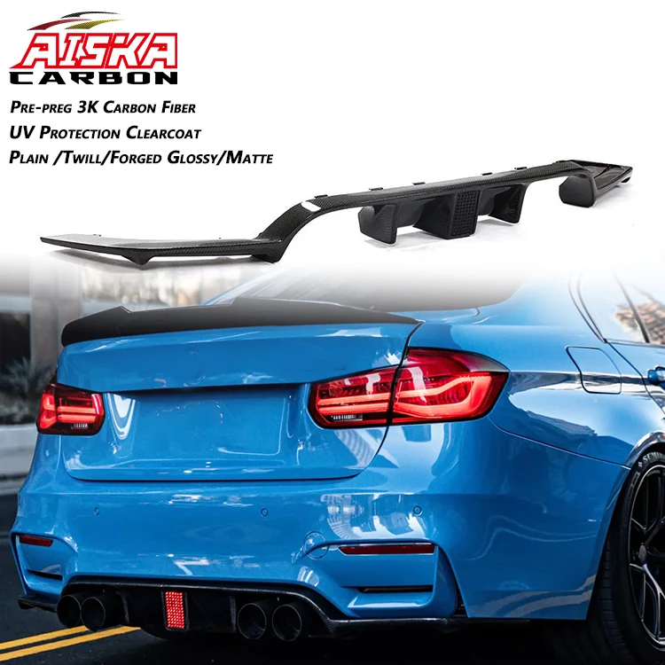 

AISKA Dry Carbon Fiber Diffuser M3 M4 Rear Diffuser with Brake Light Body Parts for BMW F80 M3 F82 F83 M4 2014-20120