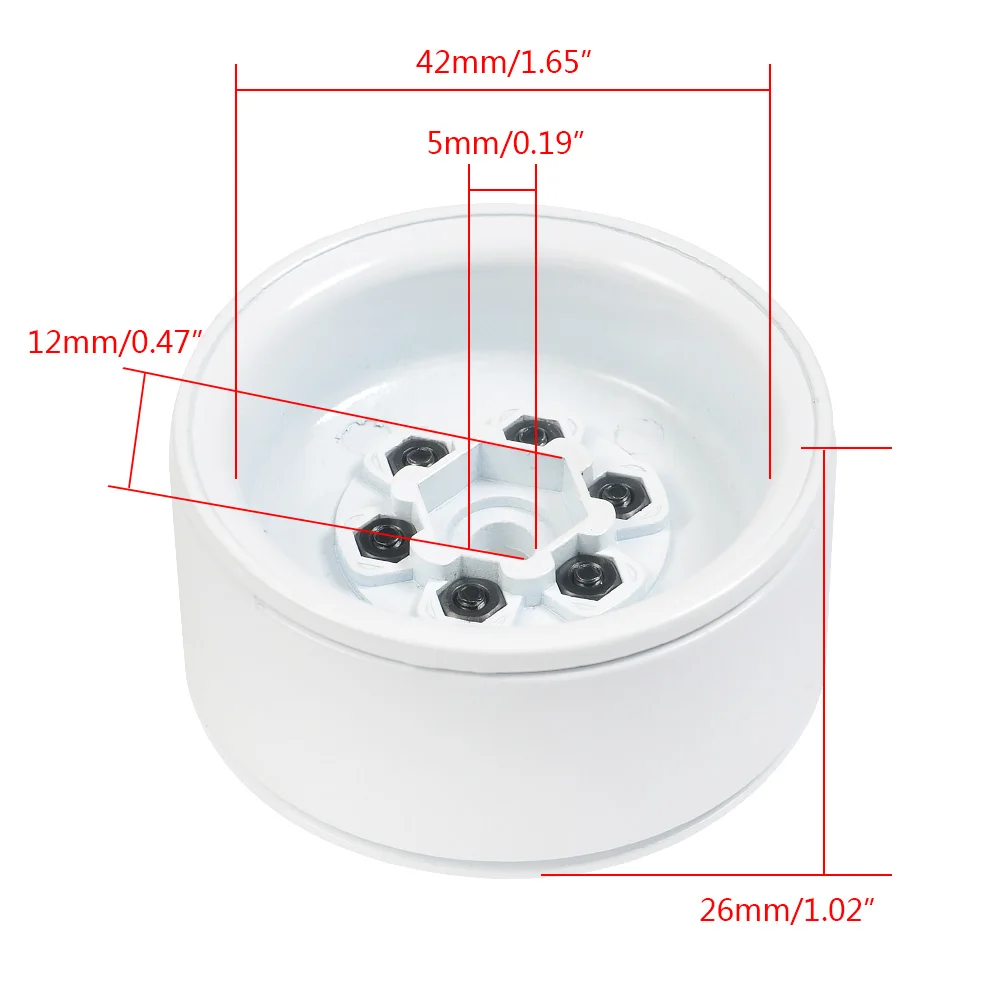 YEAHRUN 110g Heavy Duty Metal 1.9 Inch Beadlock Wheel Rims Hub for Axial SCX10 90046 D90 1/10 RC Crawler Car Model Upgrade Parts