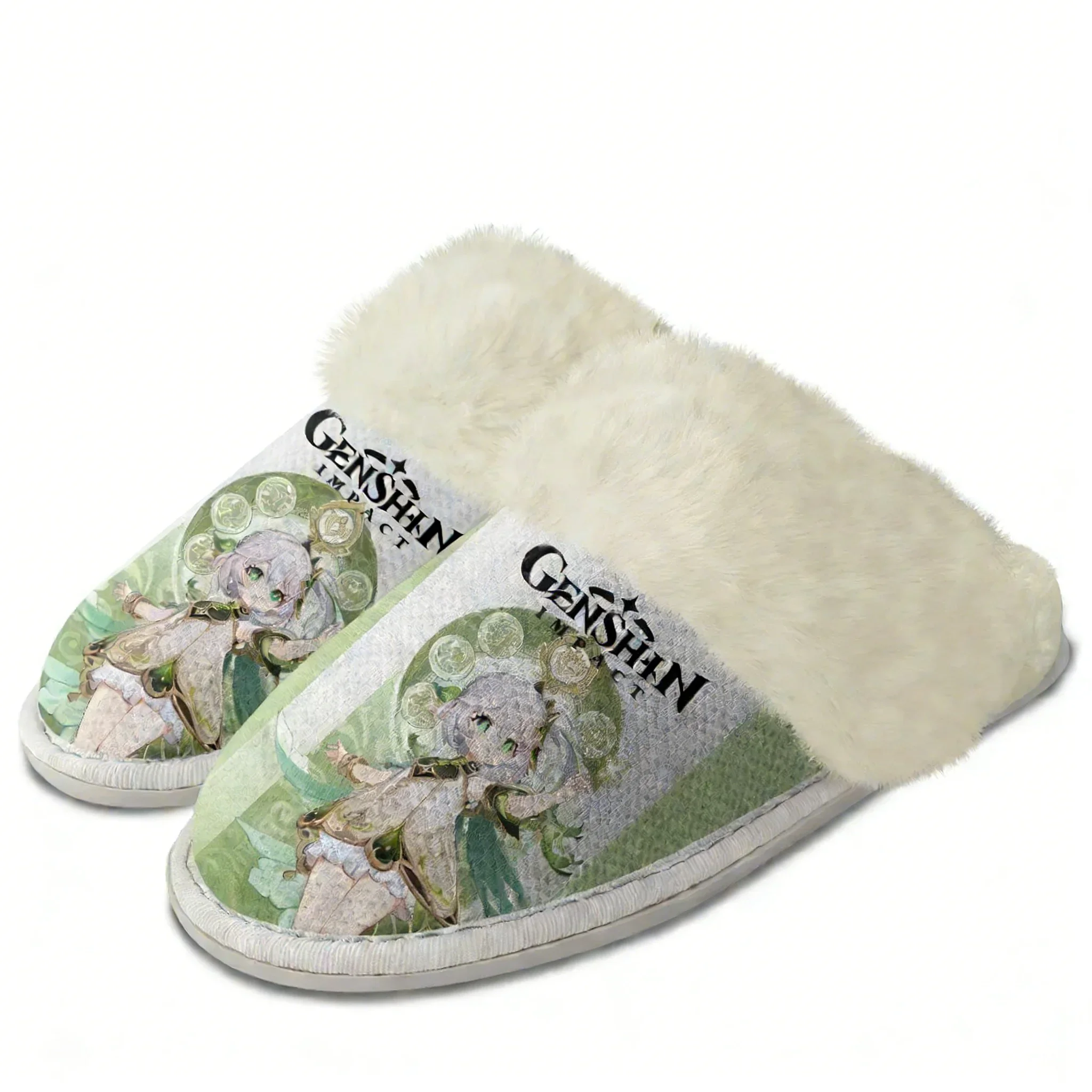 

Genshin Nahida Plush Slippers Keep Warm Shoes Mens Womens Home Plush Slipper Cotton Bedroom Personalized Thermal Light Slippersc