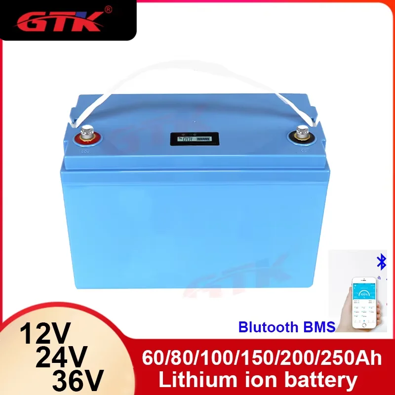 GTK 12V 24V 36V 100Ah 200Ah 150Ah 120Ah 80Ah 60Ah 250Ah Lithium Ion Battery for Trolling Motor Boat Rv Motorhome+Charger