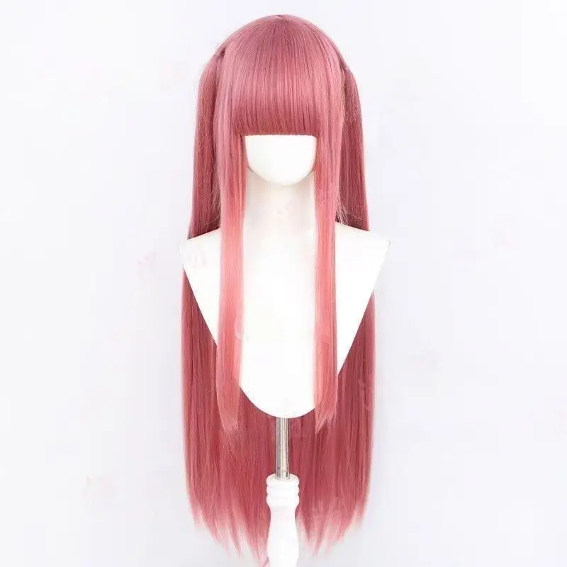 ‌ Peruka do cosplayu Nii - 80 cm, różowe proste włosy, Pięciopalcowa Panna Młoda, peruka postaci z anime, wysokiej jakości włosy syntetyczne