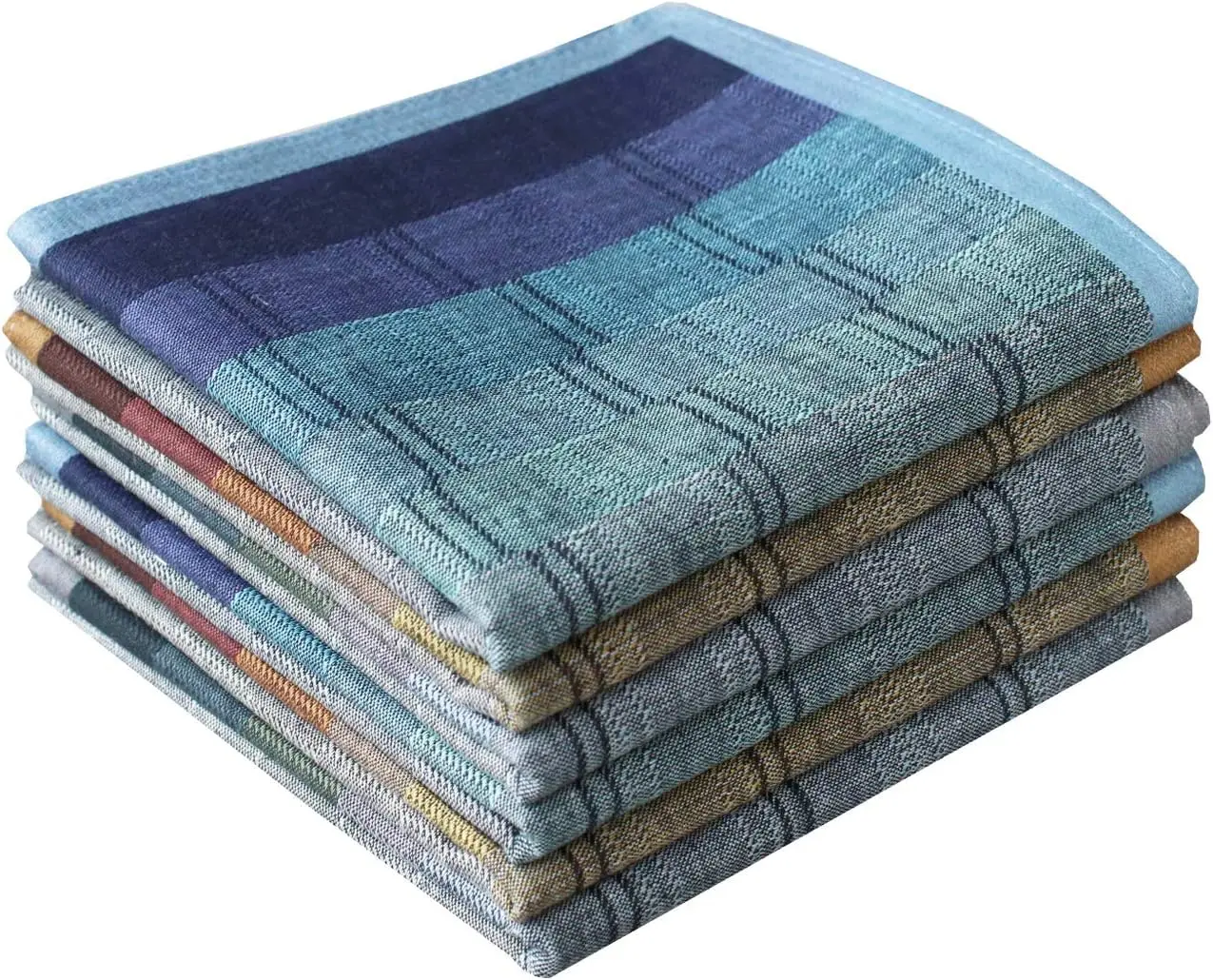 

LACS Handkerchiefs Mens Luxury 100% Cotton Plaid Pack 4-Piece