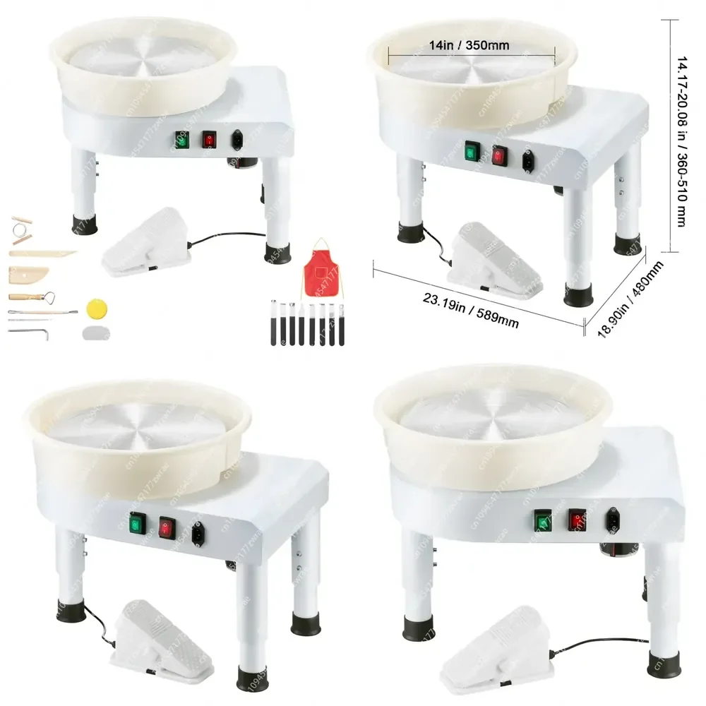 14 RPM Speed Adjustable Ceramic Wheel Forming Machine 60 300 Foot Pedal with Lift Leg Detachable Base for Pottery & Enamel