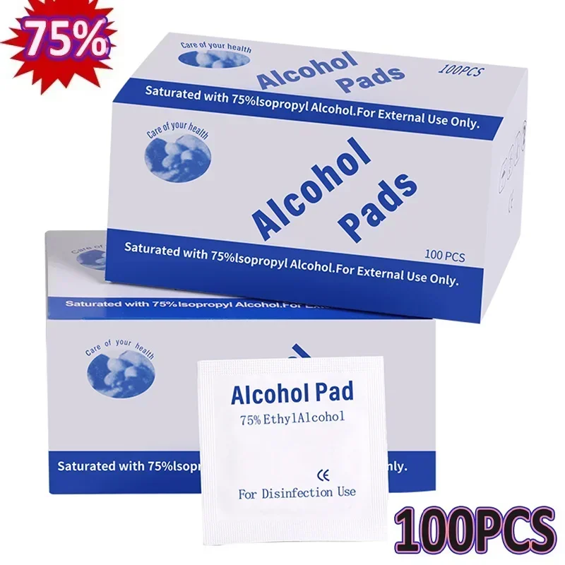 50/100Pcs 75% Alcohol Wipes - Individually Wrapped Disinfecting Pads for Home, Screen & Glasses Cleaning