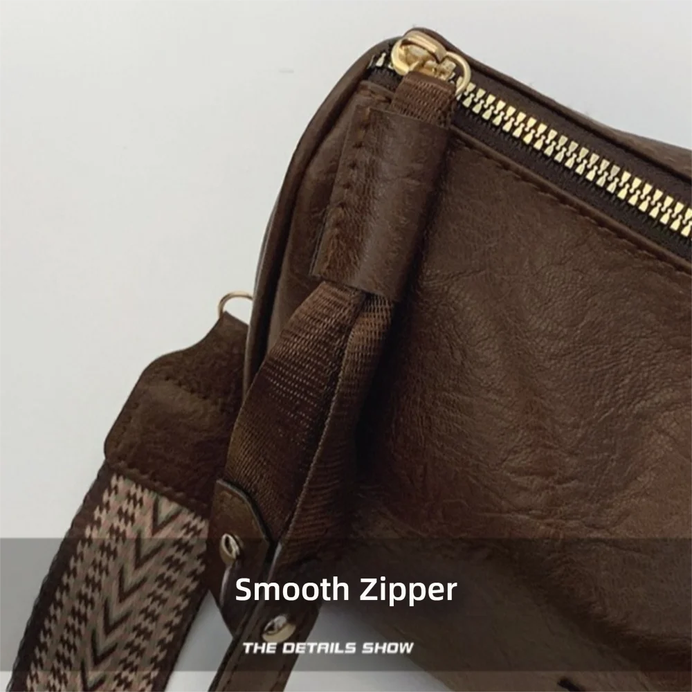 Robuste Retro-Umhängetasche aus PU-Leder, lässige Handtasche mit großer Kapazität, vielseitige Messenger-Tasche für Damen – Detail 3