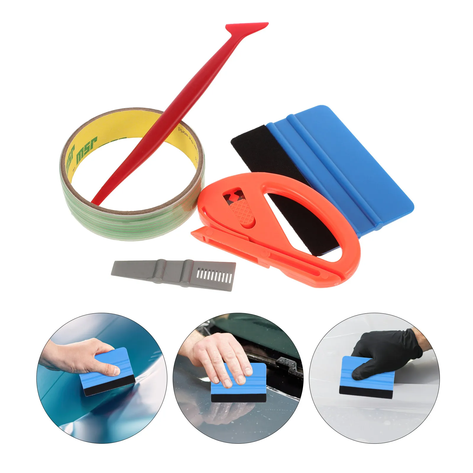 1Set Automotive Vinyl Wrap Kit 5M Easy-Apply No-Residue Plastic Film Tool for Car Window Tint Trim Packaging Wrapping
