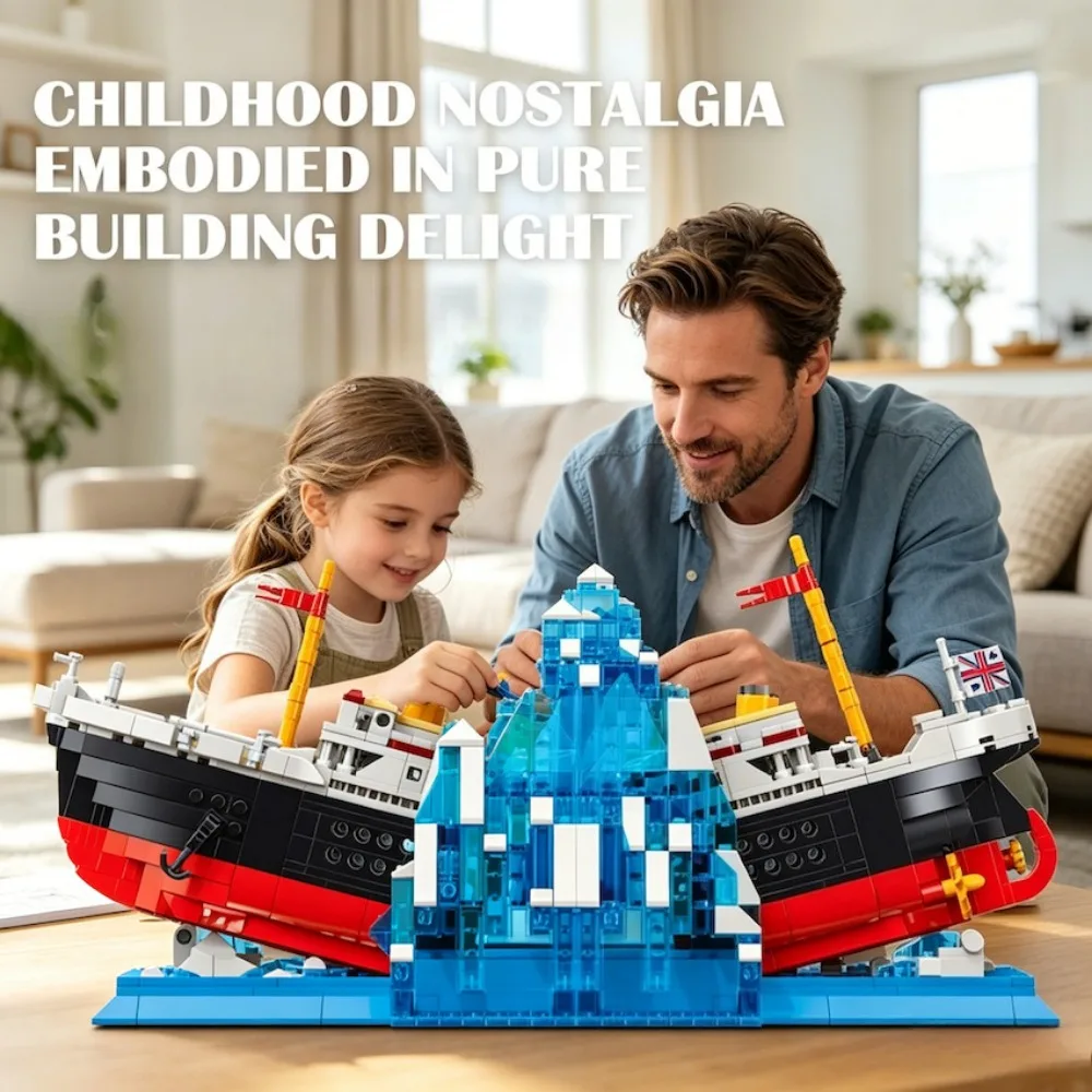 

Набор для сборки модели корабля Титаник и айсберга из 1202 деталей, конструктор-подставка для книг, развивающая игрушка, рождественский подарок для детей