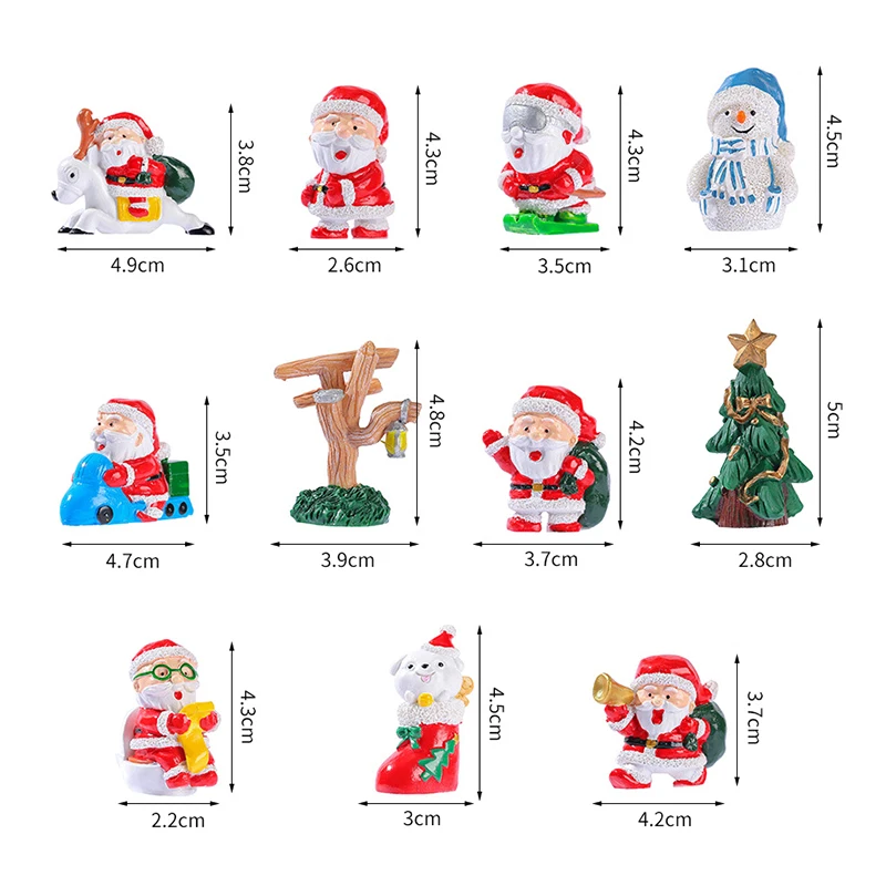 Miniatur kartun Santa Claus, ornamen patung Resin dekorasi rumah kreatif, Aksesori Dekorasi Desktop Kawaii