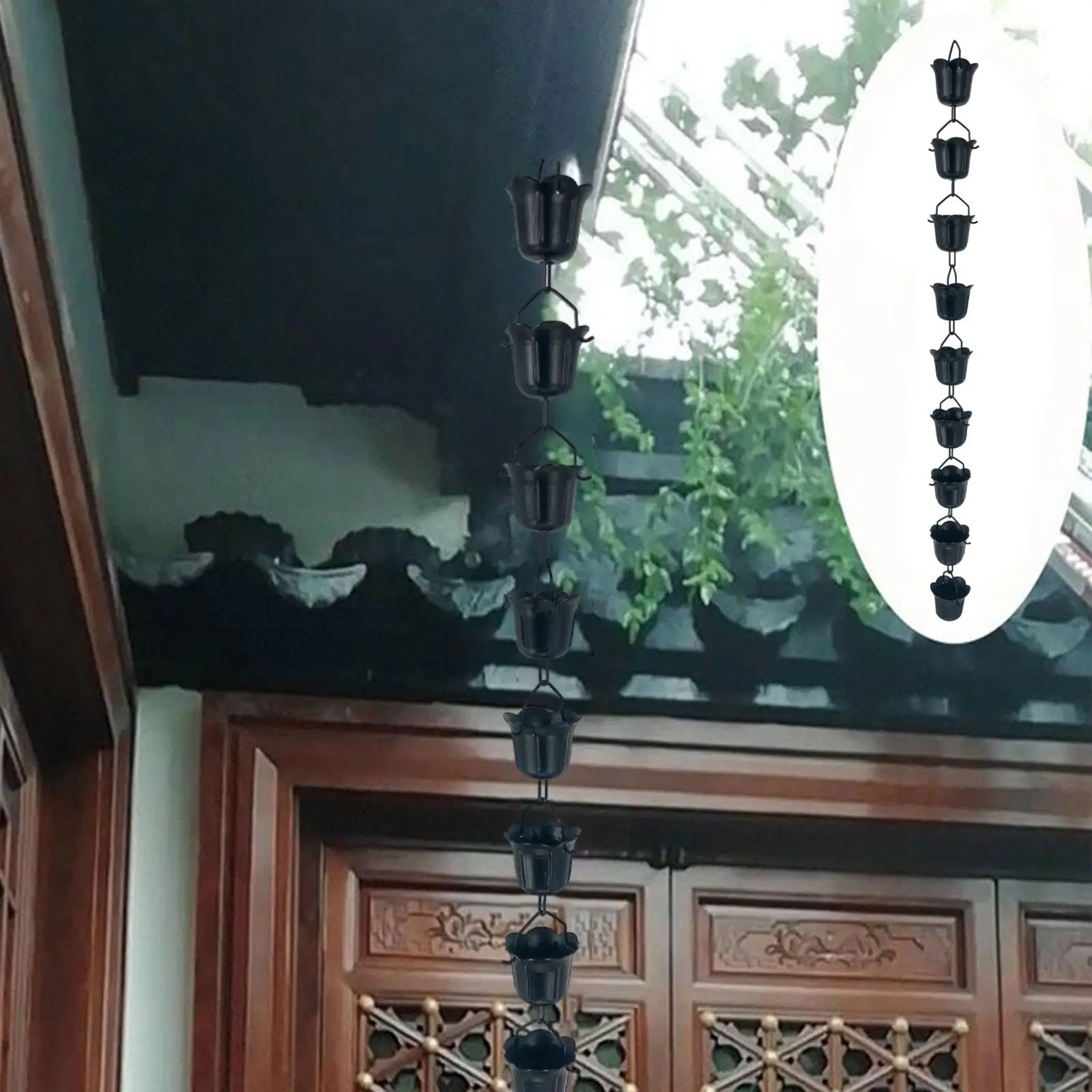 

Металлические дождевые цепочки с орхидеей, колокольчик 100 см, декоративные для потрясающего демонстрации фонтана