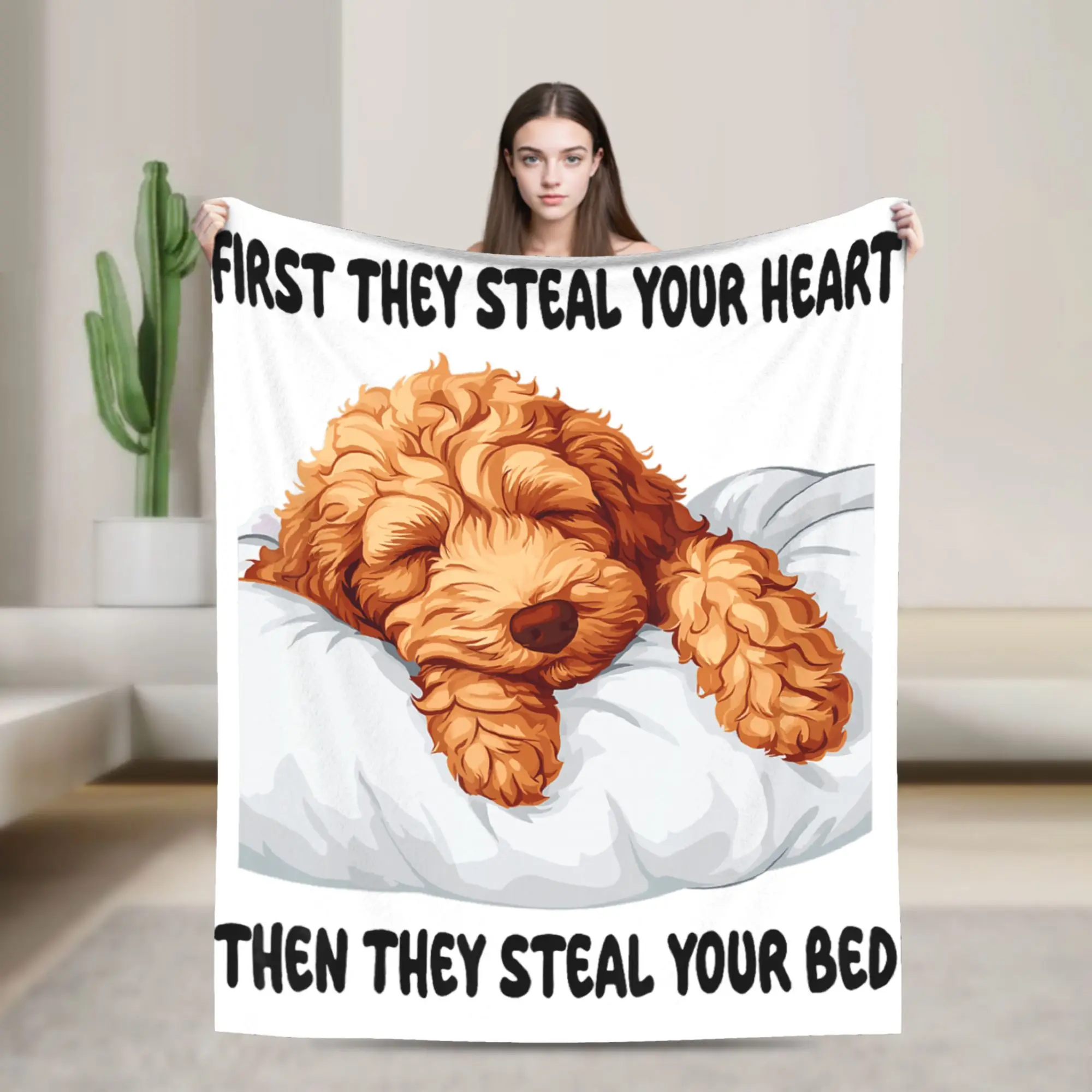 Goldendoodle Sleeping Pajamas Nightgown Blanket Winter  Warm Soft Bedding Throws For Adults Couch Flannel Bedspread Bed Cover