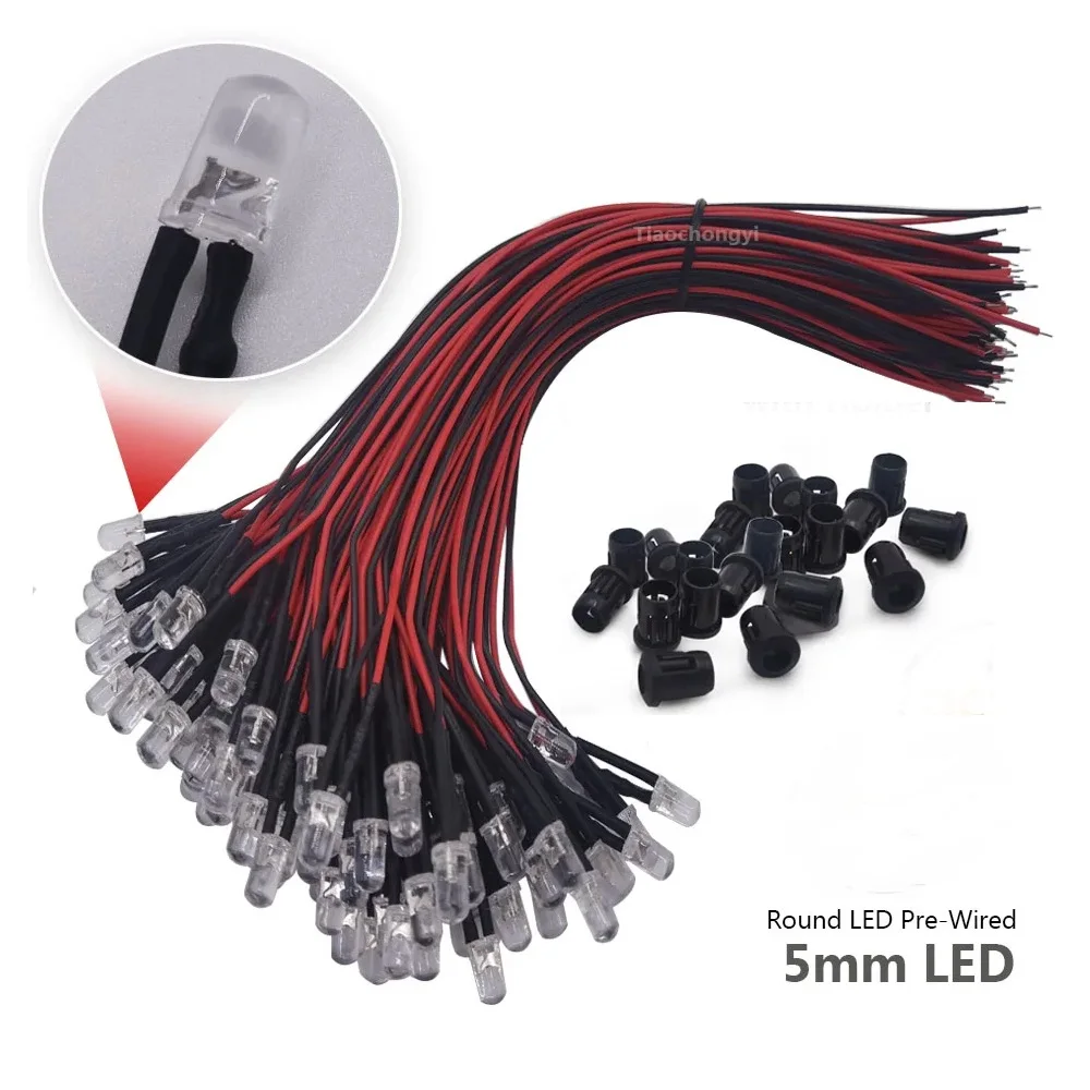 3mm 5mm Flickering 5V-12V DC Pre-Wired Water Clear Candle Led Red Orange Yellow Blue Green mitting Diode For DIY Home Decoration