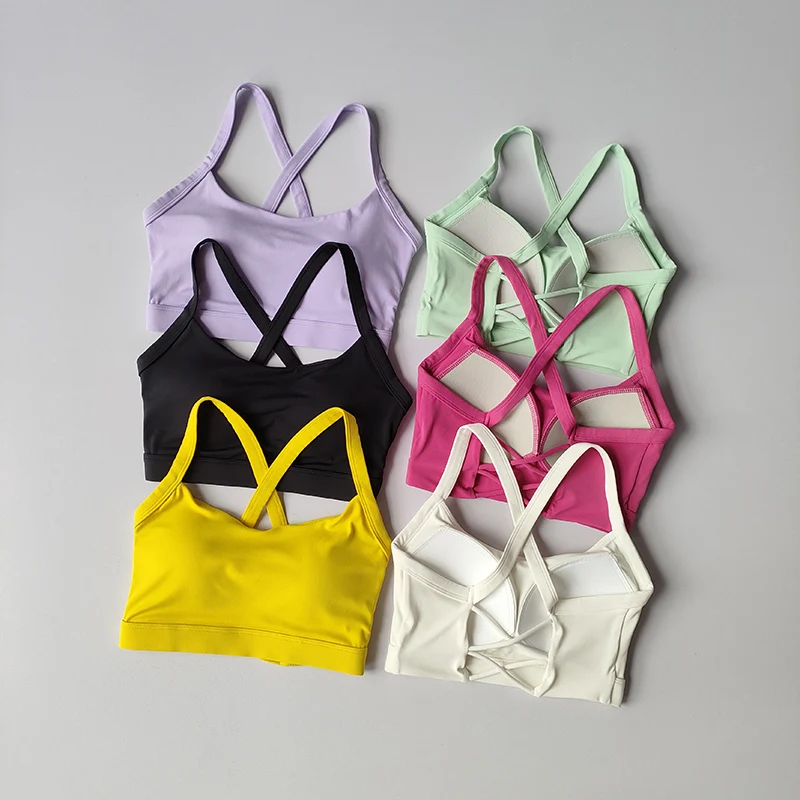Sports Lingerie Women's Shock-proof and Beautiful Back Straps Pilates Training Suspender Vest Integrated Yoga Bra Summer