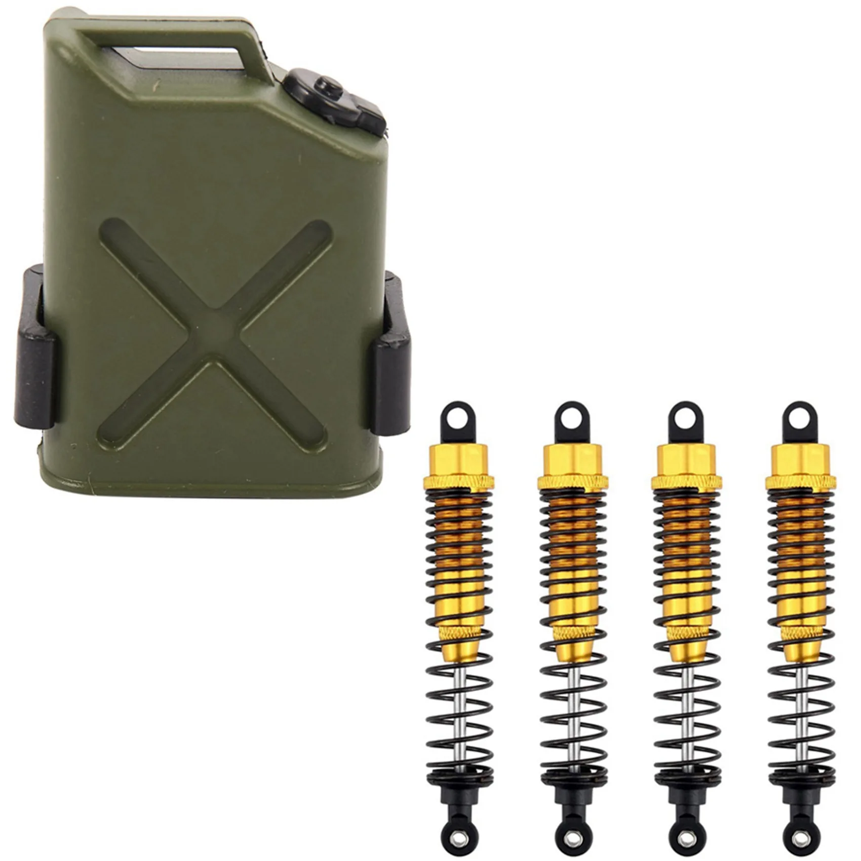 1 Juego de Mini tanque de combustible para TAMIYA CC01 Axial SCX10 90046 D90 D110 TF2 Traxxas TRX-4 verde y 4 Uds amortiguador 108Mm