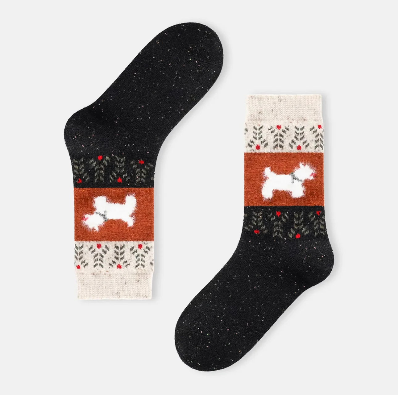 

Женские шерстяные носки - осенне-зимний стиль, утолщенные, теплые, удобные, черные/белые/серые, 3 пары