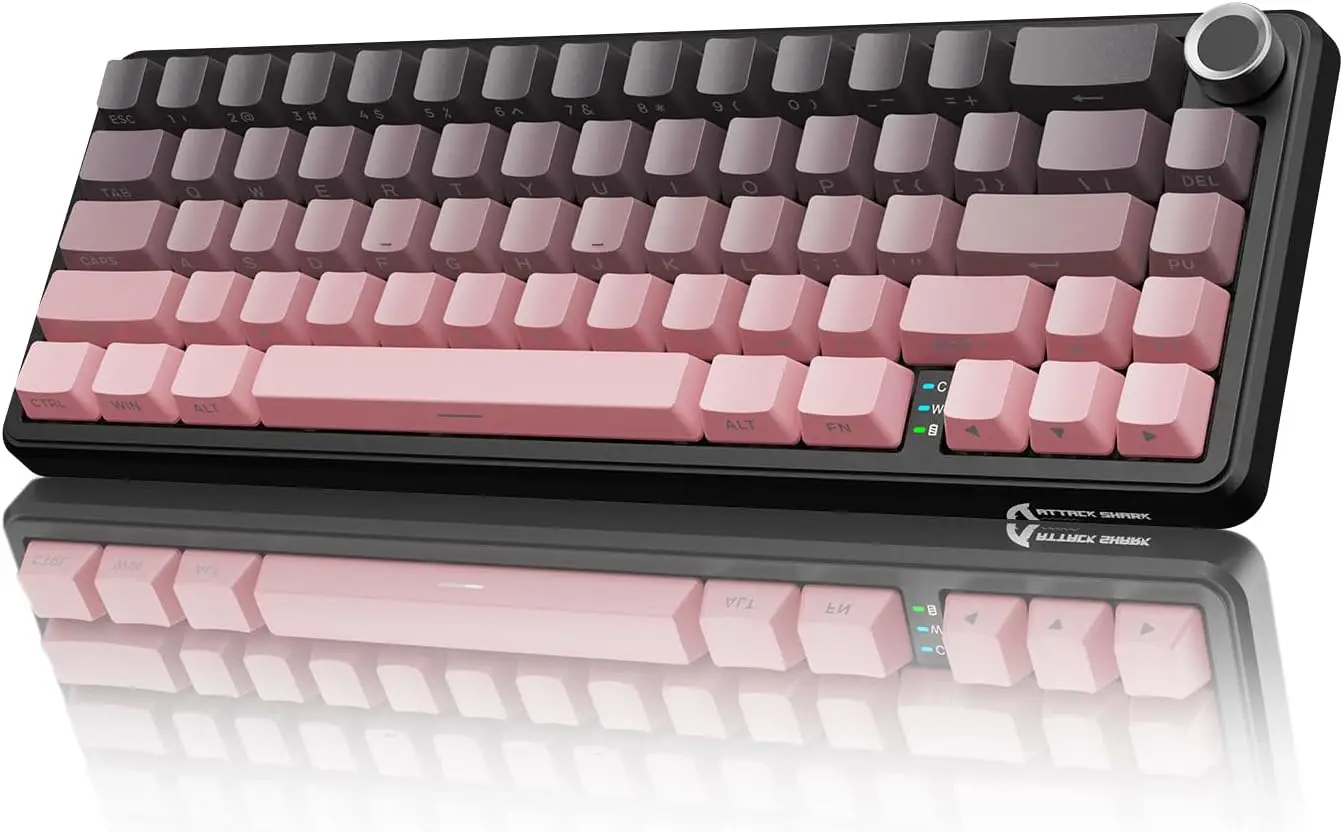 

X66 Wireless Mechanical Gaming Keyboard, 60% RGB, Gasket Mount, Hot Swappable Strawberry Switch, USB-C/BT5.0/2.4G, Black