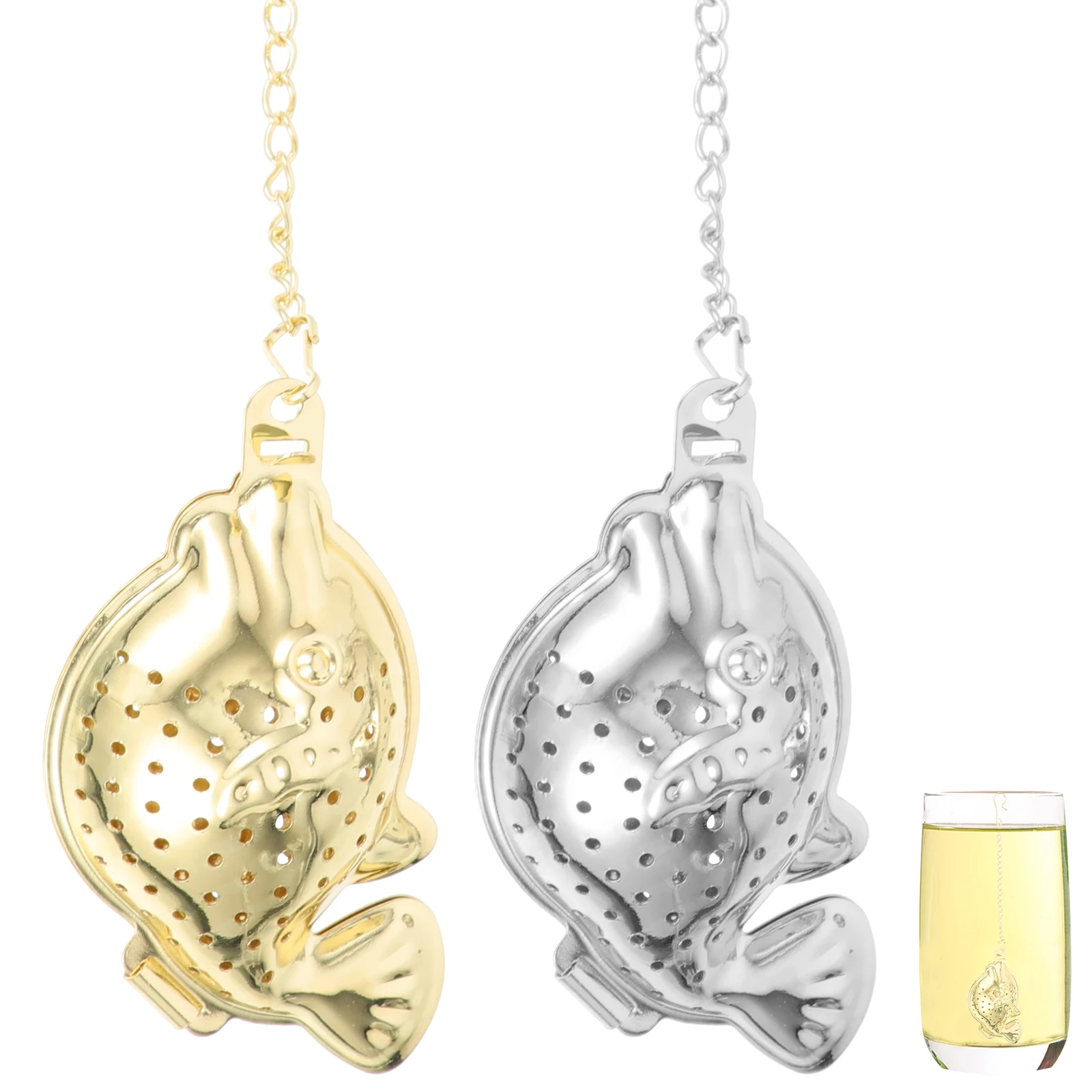

2Pcs Dolphin Shaped Tea Strainer Reusable Fine Mesh Infuser Portable Household Office Tea Brewing Holder Tea-Leaf Mesh Strainer