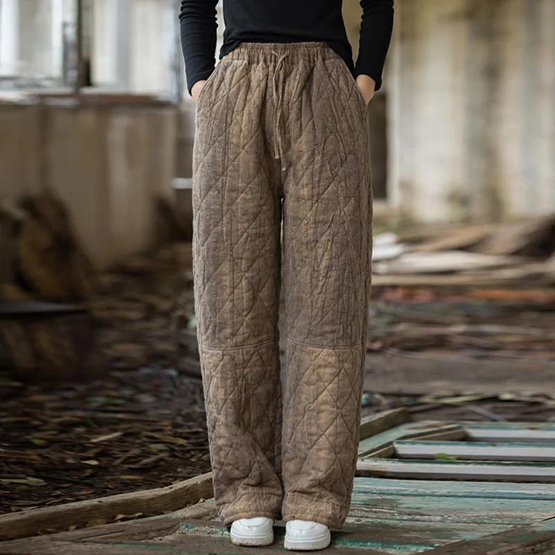 Women  Baggy Cargo Ethnic Vintage Elastic High Waist Loose Long Cotton Line Oversize  Trousers Wide Leg Clothes  Large Size