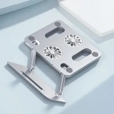 Notebook Cooler Dual Turbine Adjustable Aluminum Alloy Bracket for Laptop Under 17.3 Inch Cooling Pad Quiet Laptop Cooler Stand