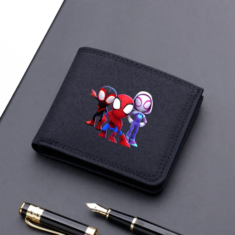 Disney Marvel Spiderman Foldable Coin Purse Anime Movie Cartoon Print Wallet Men Work Daily Money BankCard Storage Mini Bag Gift