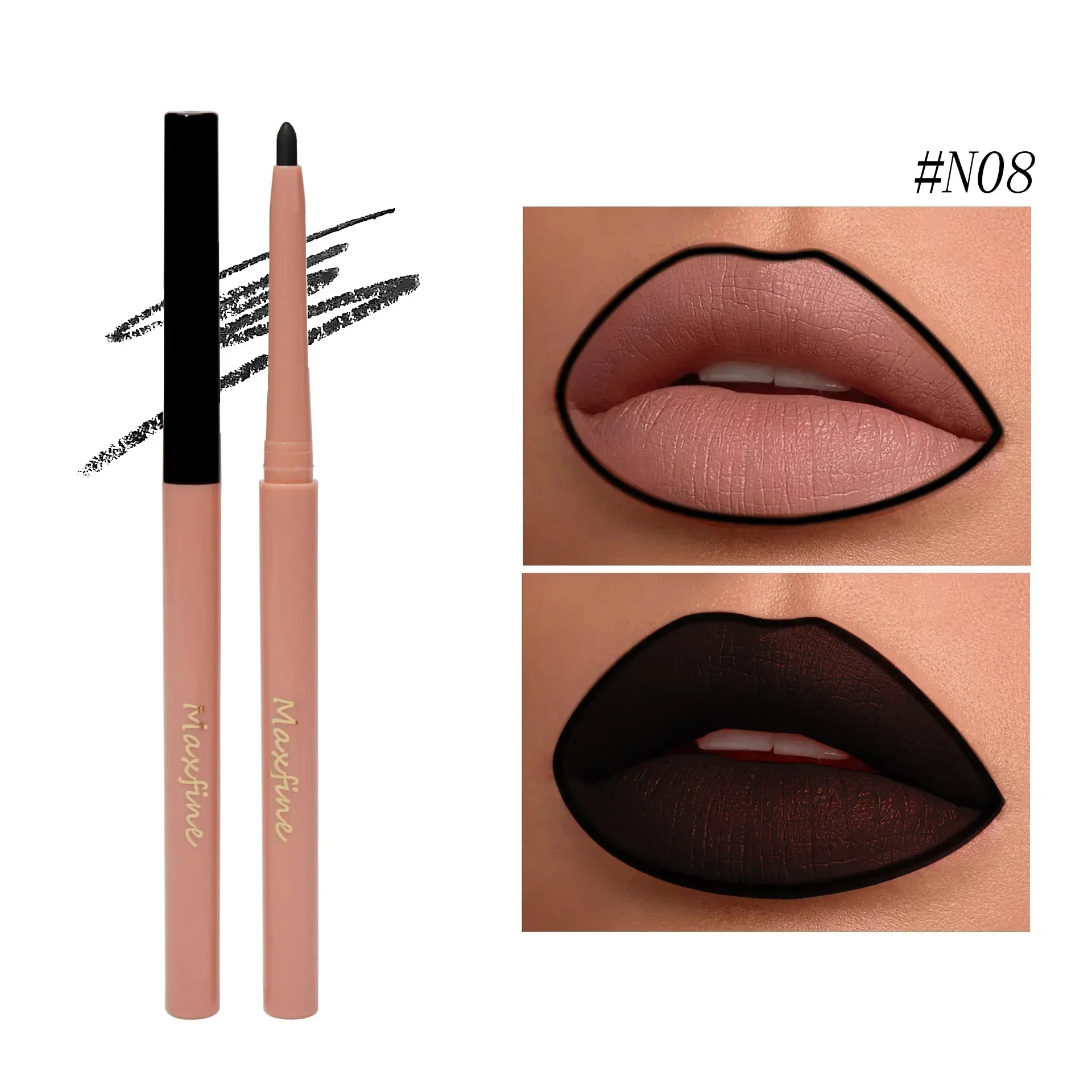 Heallor 20-kolorowa matowa pomadka do ust Nude Pink Matte Solid Lip Gloss Wodoodporna, długotrwała pomadka do ust Pencil Lip Liner Pen Lip M