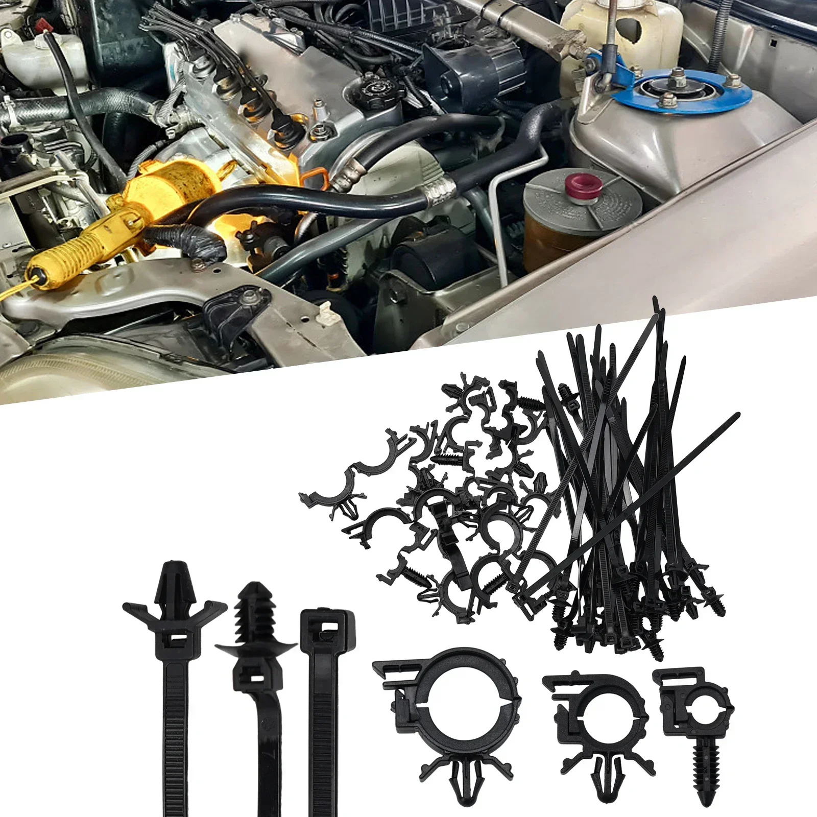 Engine Bay Plant Branches Car Wire Routing Clips Engine Bay Fit Type Plastic Premium S Cable Zip Tie Brightness