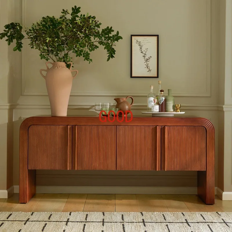 Wabi Sandy Wind Solid Wood Rattan Side Cabinet