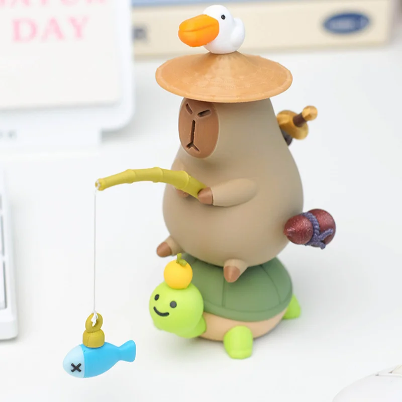 Kapibala Magnetic Desktop Ornament 3d Printed Capybara Model Doll Decoration Dolphin And Fishing Figurine Collectible Gift