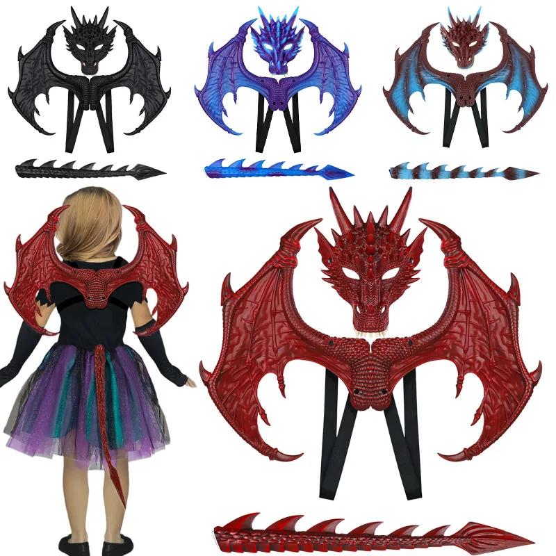 

Cosplay Dragon Wing Tail Mask Set Role Playing Anime Halloween Ultra Light Dragon Set Dress Up Animal Halloween Costumes Party