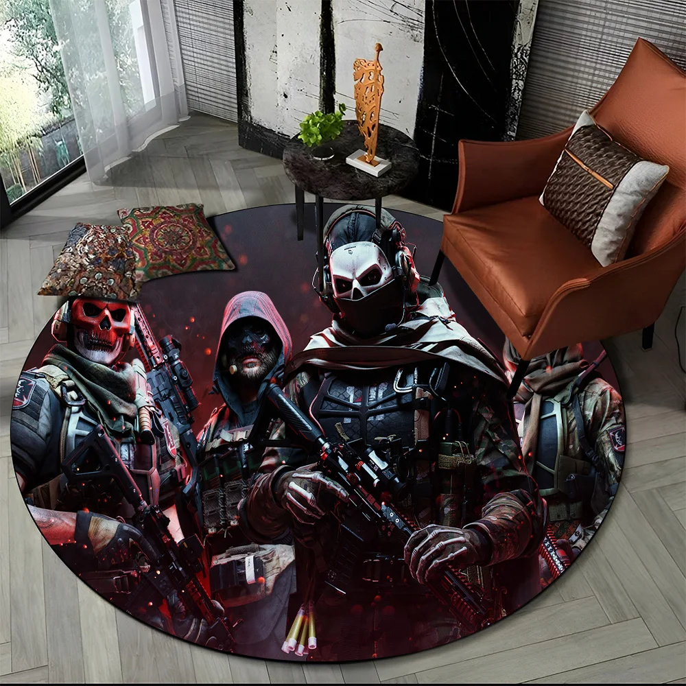 COD, Call of Duty Game ,Gamer  Round Area Rug,Circle Carpet Rug for Living Room Children's Bedroom Sofa Decor,Non-slip Floor Mat