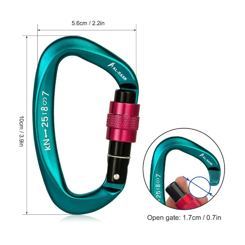 جديد 25KN المهنية حلقة تسلق السلامة D شكل خطاف المفاتيح الألومنيوم تسلق الأمن قفل رئيسي في الهواء الطلق تصاعدي أدوات التخييم #3