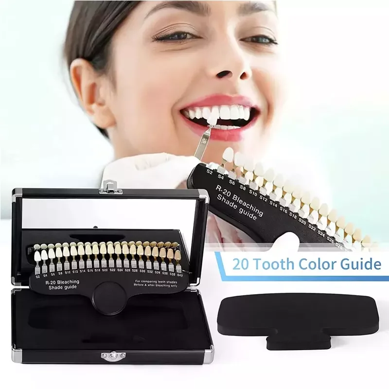 Wholesale Dental 20 Colors Luxury Packing Bleaching 3D Shade Guide Color Comparator with Mirror for Teeth Whitening