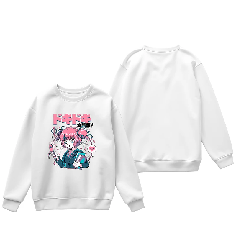 سويت شيرت Doki Doki Literature Club Monika Anna Harajuku من القطن برقبة دائرية