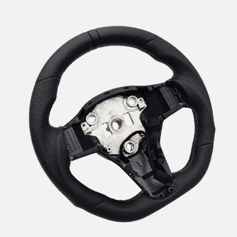 For Tesla Model 3 2017-2023 Model Y 2020-2024 Heated Steering Wheel Perforated Leather Steering Wheel with Heating Function