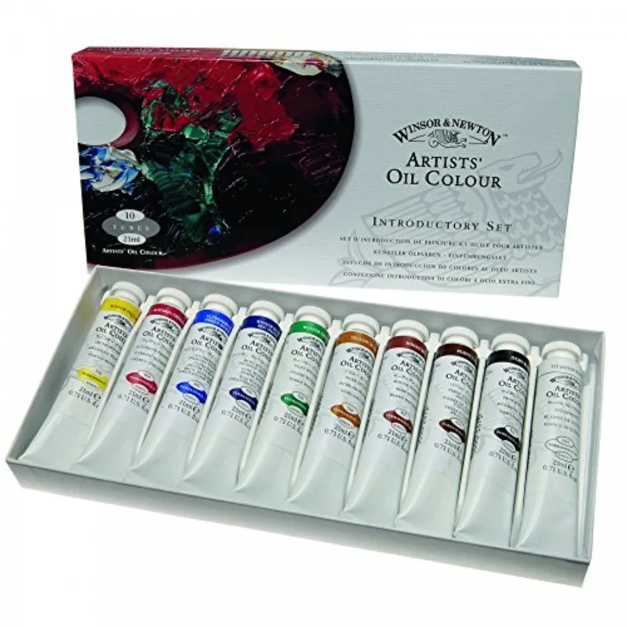 

Artists' Oil Colour Paint Introductory Set Ten 21ml Tubes Crimson Yellow Green 0.7 Fl Oz Pack of 10