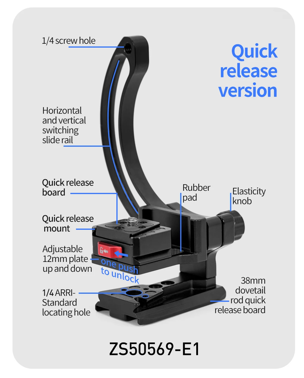 Neue DSLR Kamera Objektiv Unterstützung Halterung Halbrunden Ring Horizontale Vertikale Schnell Schalter Halterung für Canon Nikon Stativ Stabilisator – Detail 16