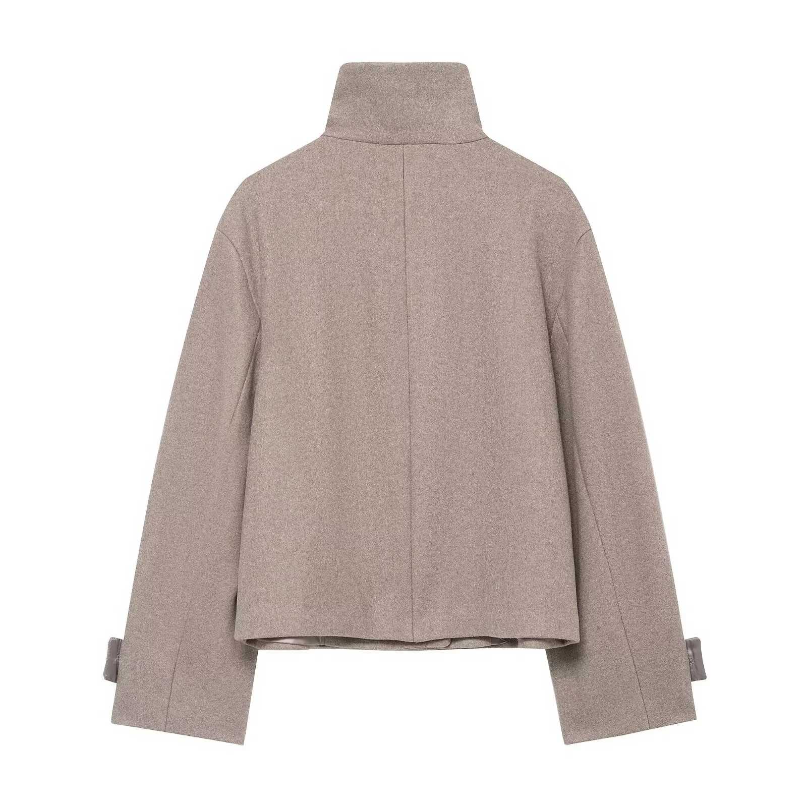 2025 Winter New Women's Casual Fashion Simple Versatile Loose Stand Collar Soft Long Sleeve Wool Short Coat