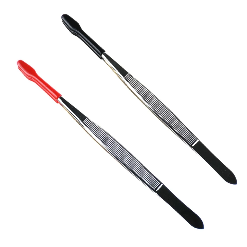 

1pc Rubber Tipped Tweezers Practical Stamp Tweezers Flat Tip Tweezers Stainless Steel Tweezers Coin Tweezers for Industrial