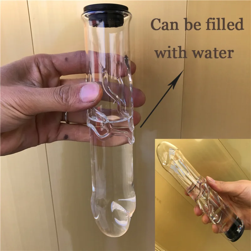 19.8cm Glass Dildo Hollow Can Add Water Pyrex Anal Butt Plug Penis Women Fake Penis Wand G Spot Stimulation Flirting Sex Toys