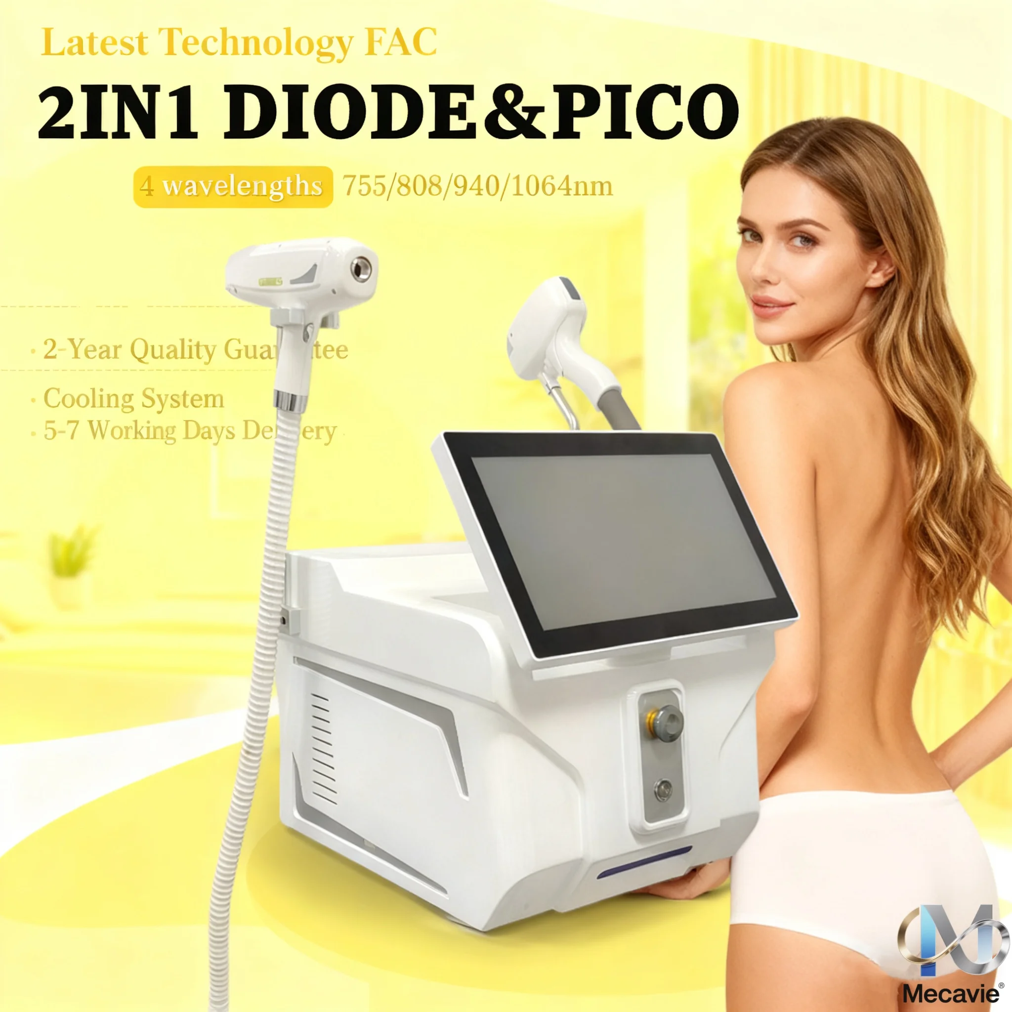 

Лазерный аппарат 2-в-1 Soprano Titanium Ice Platinum мощностью 4000 Вт, 755/808/1064 нм, 4 длины волны, для безболезненного удаления волос