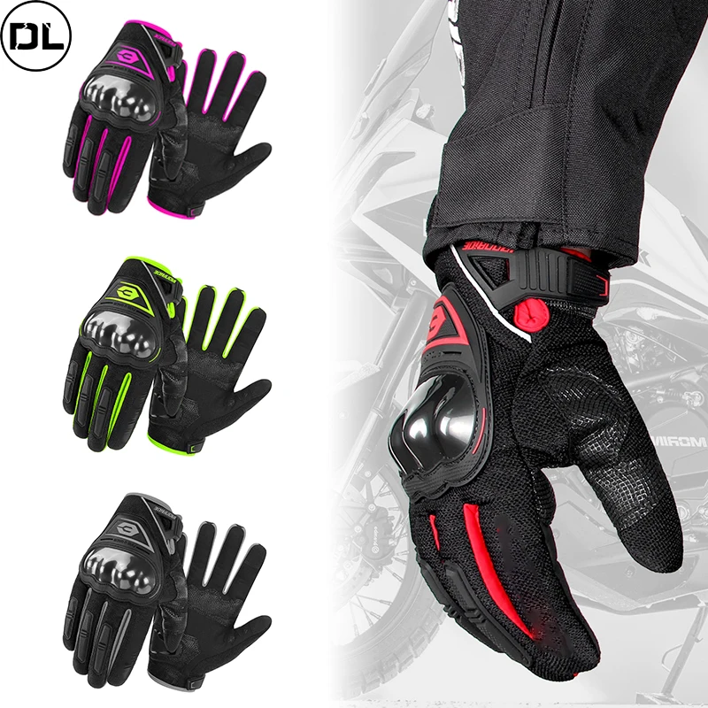 Unisex Motorcycle Gloves Touch Screen Breathable Full Finger Gloves Guantes Moto Non-slip Riding Gloves Protective Anti-fall