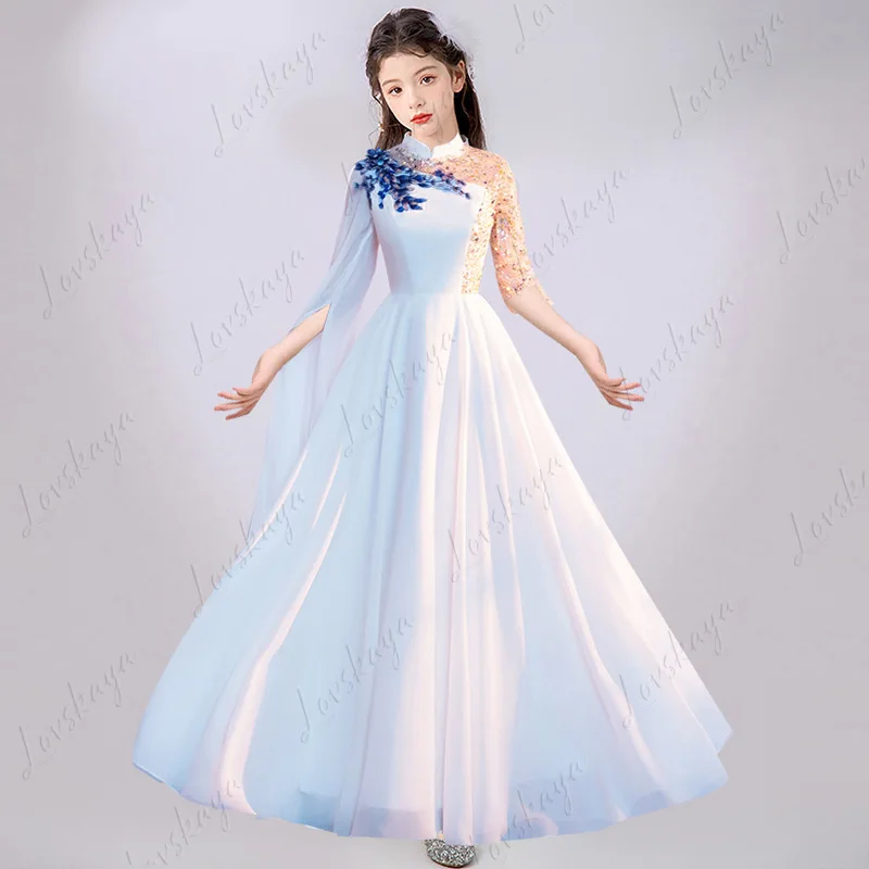 

Girls Big Choir Performance Clothes Chinese Style Children's Guzheng Dress Small Host Red Song Stage Folk Music