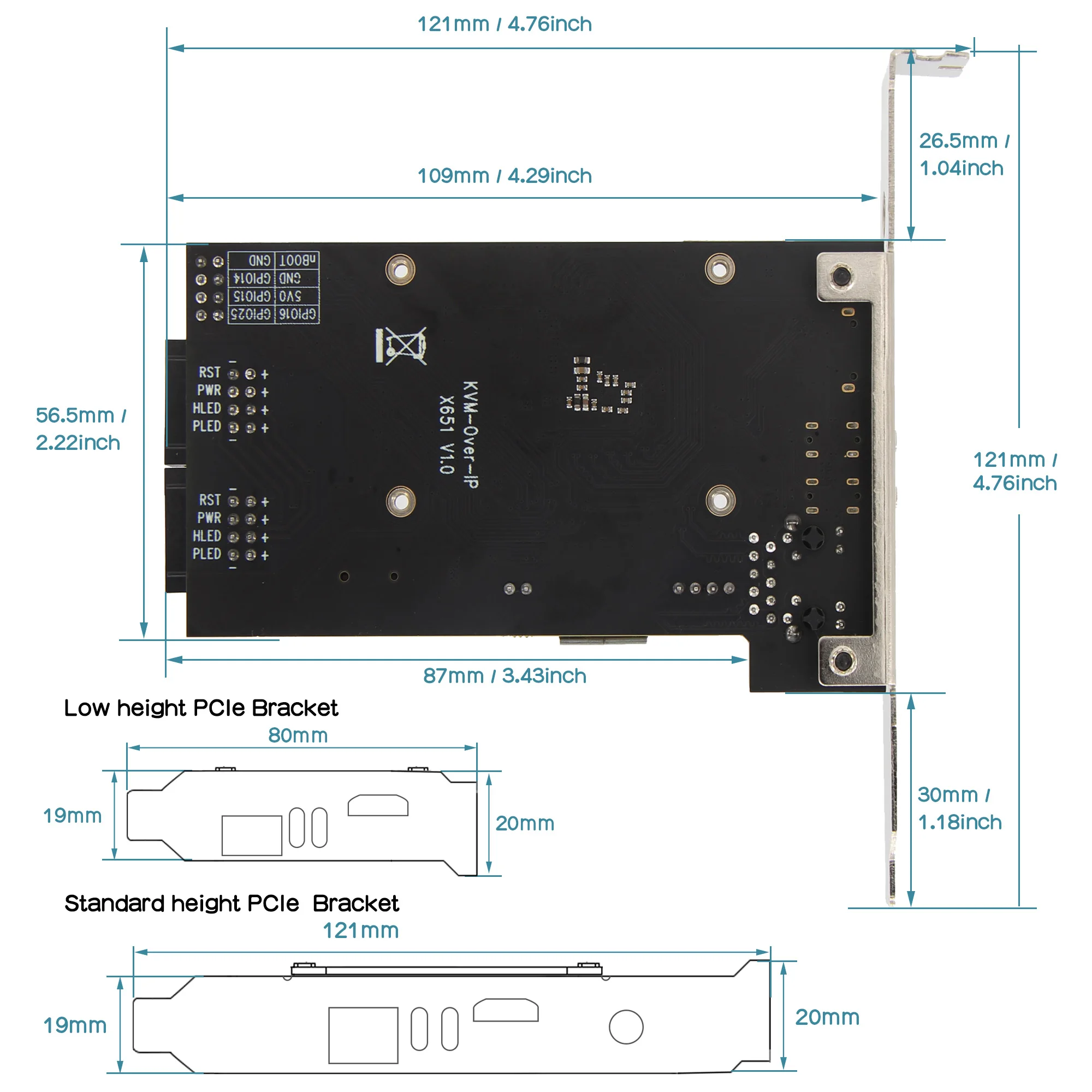 NYGeekbord X651 V1.0 KVM over IP PCIe Card for Raspberry Pi CM4 | POE Support | ATX Control | Support KVM V3 OS Only