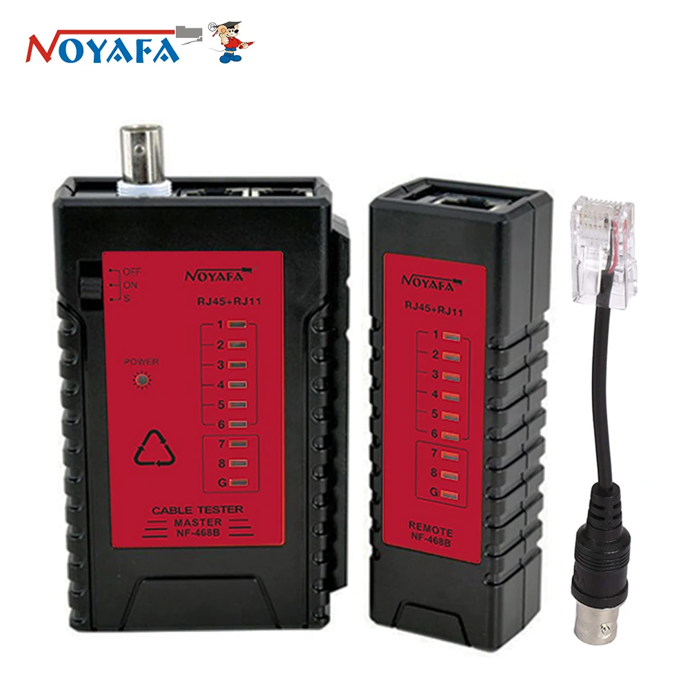 NOYAFA NF-468B Tester kabli sieciowych RJ45/ RJ11/ BNC (3 w 1) Wielofunkcyjny tester Automatyczne testy Narzędzie kablowe